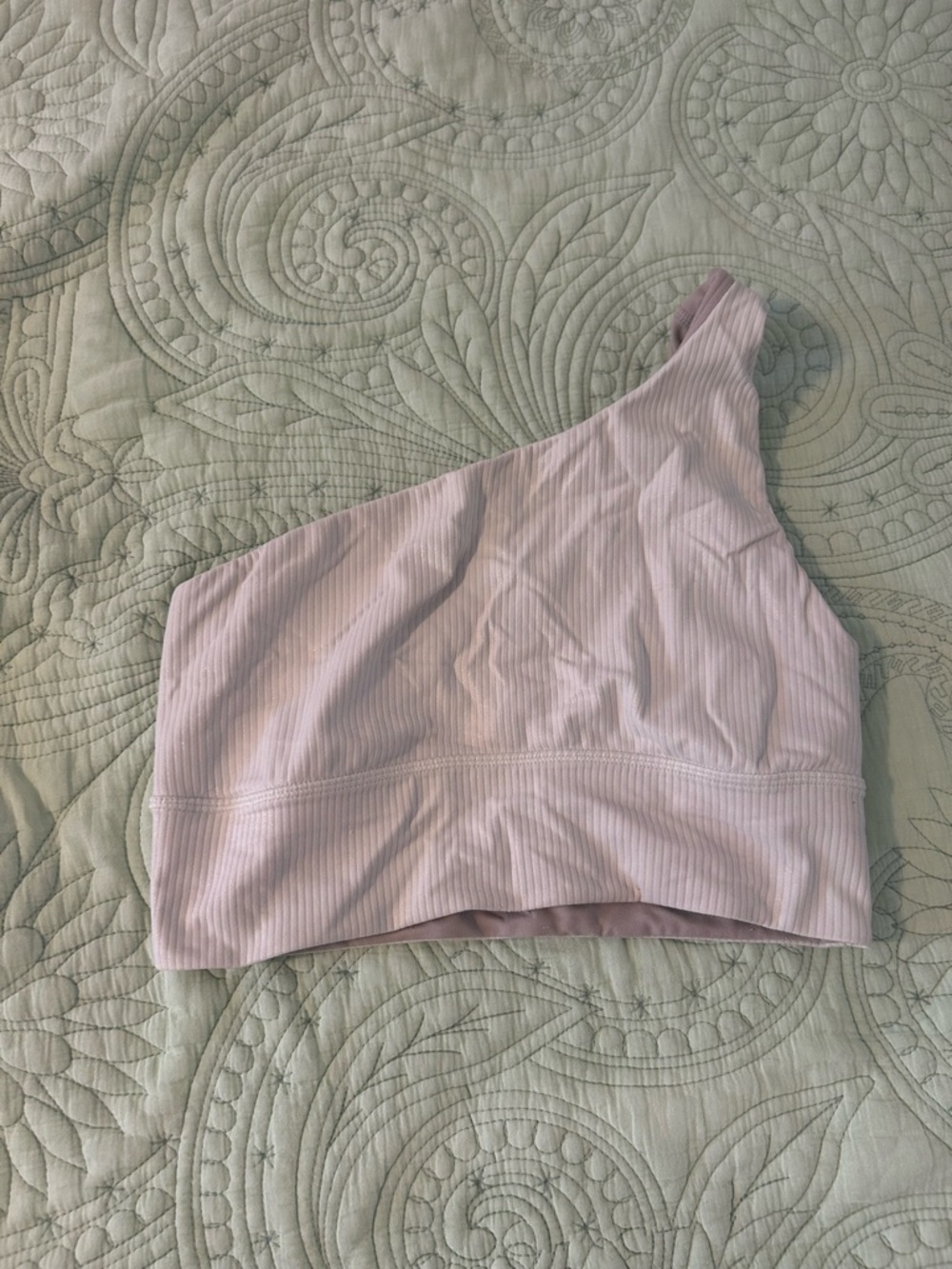 lululemon athletica One-Shoulder Ribbed off white metallic Sports Bra